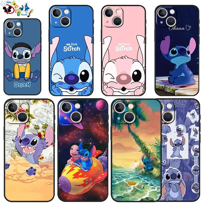 

Case For Apple iPhone 11 13 12 11Pro 12Pro 13Pro 13Mini 11ProMax 12ProMax 13ProMax Silicone Cover Disney Pink stitch