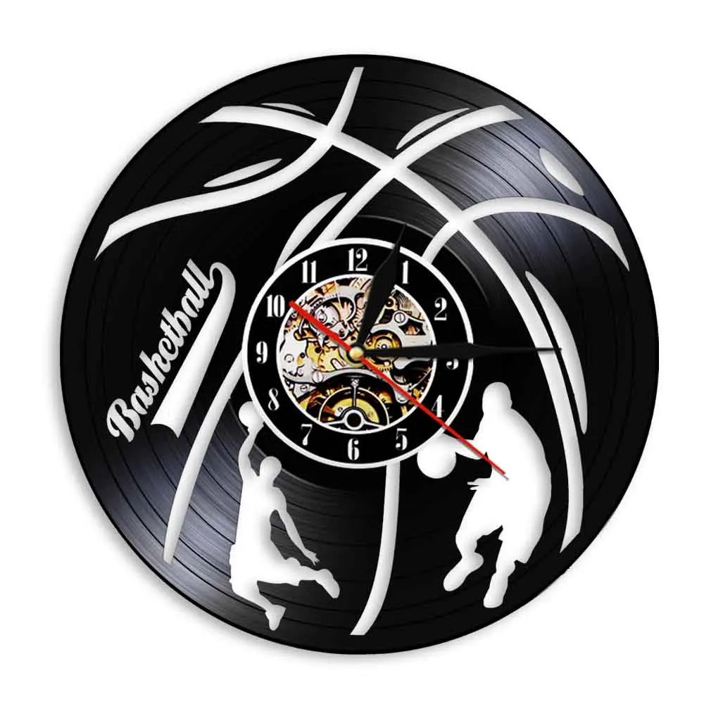 Basketball Sports Handmade Hanging Watch Baloncesto Player Fitness Silent Quartz Vinyl Record Wall Clock Gift For Hoop Dreams