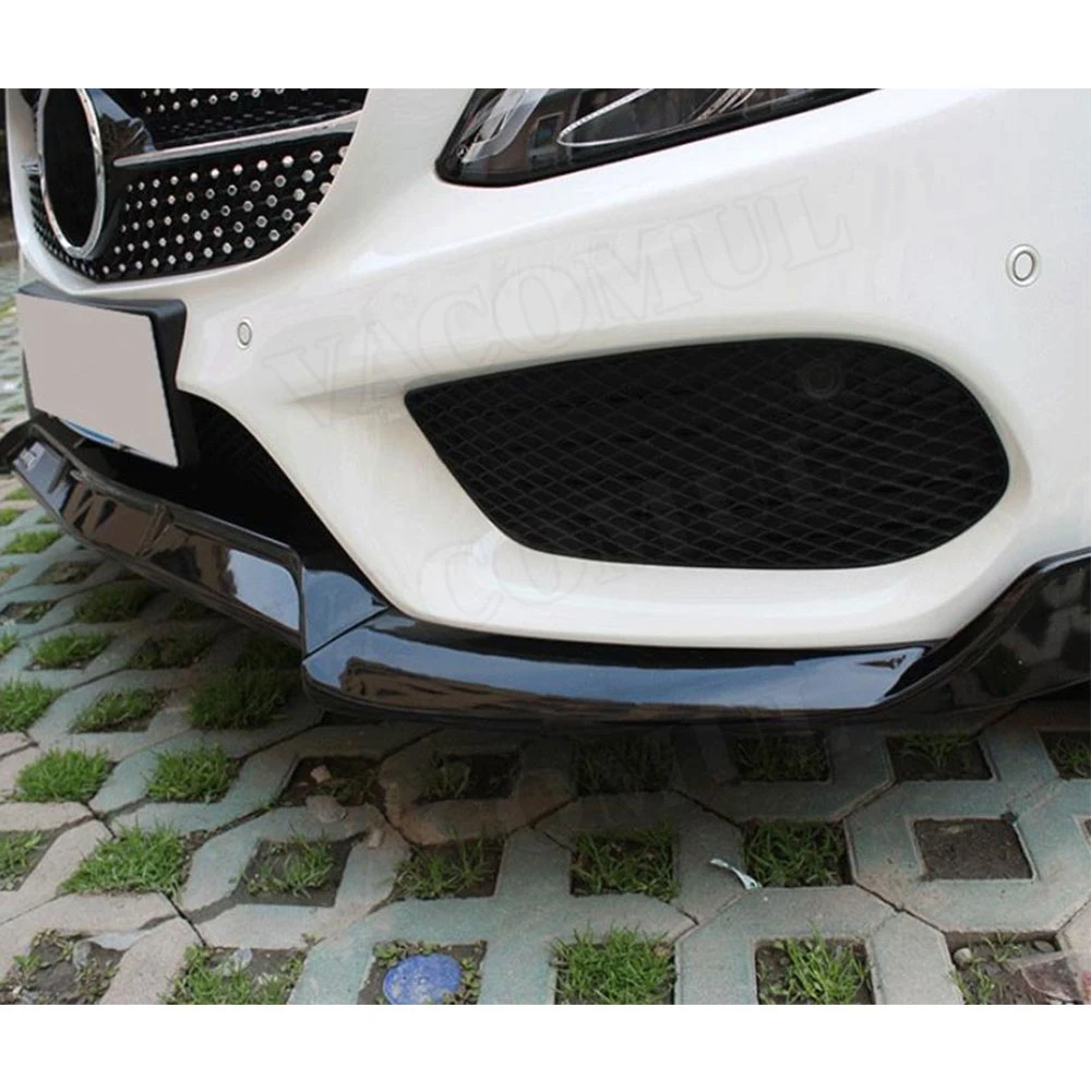ABS Рояль черный Передний спойлер для Mercedes Benz W205 C205 C200 C300 C43 AMG- 3 шт. голова бампер подбородок сплиттеры