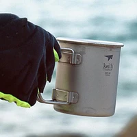 keith titanium mug portable outdoor camping travel cup foldable handle single wall drinkware ultralight 220ml ti3200