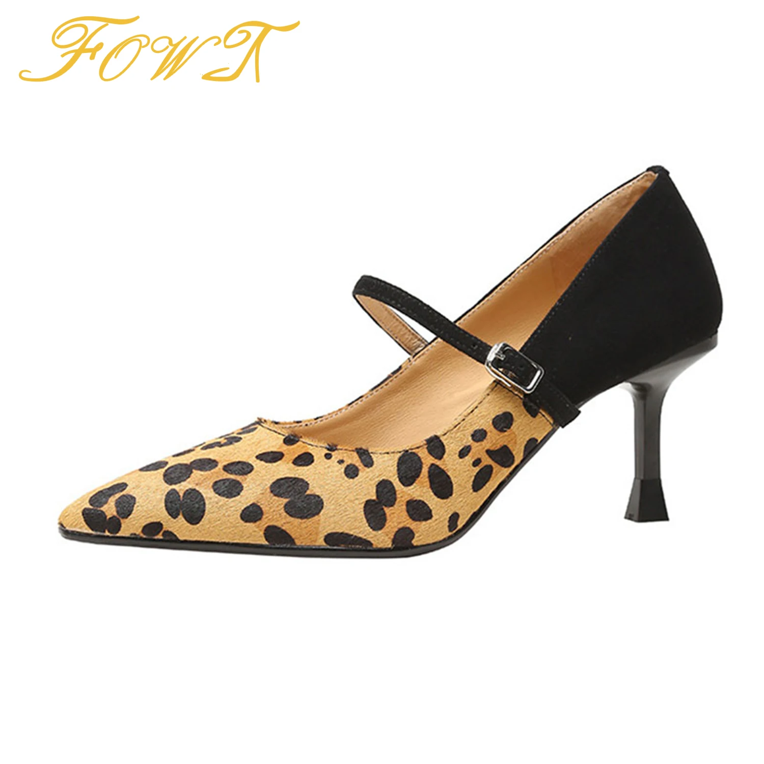 

Туфли-лодочки женские с острым носком, классические леопардовые, на каблуке с котятами, Классическая Повседневная офисная обувь, размеры 34 39, FOWT, осень