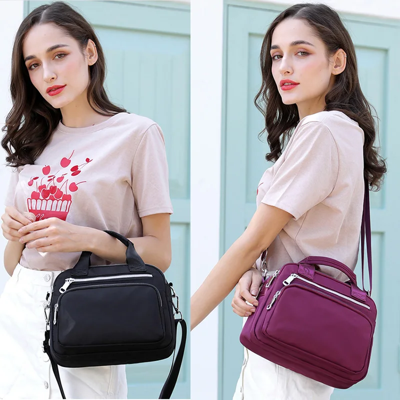 Женская модная однотонная сумка на молнии водонепроницаемая нейлоновая через