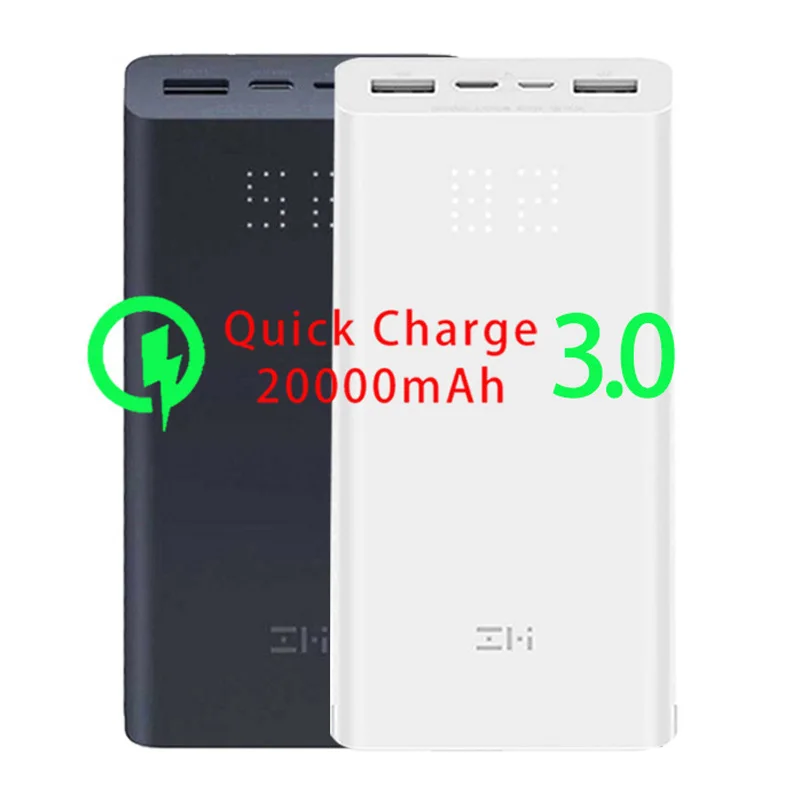 Портативное зарядное устройство ZMI QC3.0 20000 мАч быстрая зарядка два порта USB 27 Вт