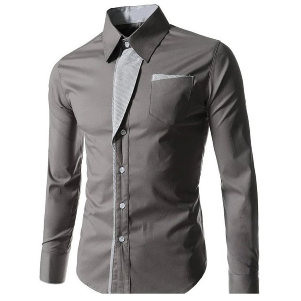 Мужская деловая рубашка в полоску повседневная приталенная с длинными рукавами