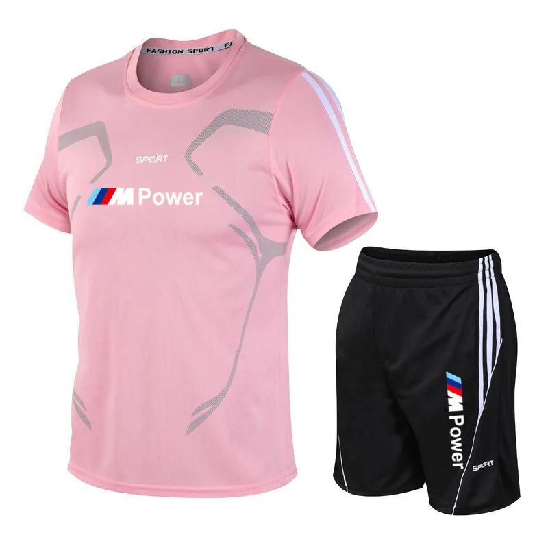 

New Sports Suit Men'S Running Suit Gym Summer Two Piece Quick Drying Clothes Ice Thin Casual Short Sleeve Shorts Summer M-5XL