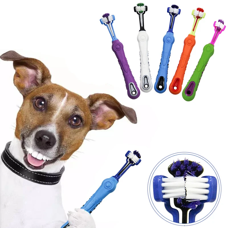 

Pet Toothbrushes Three-Head Toothbrushes for Dogs Pet Oral Cleaning Brush for Small Large Dogs Pet Supplies