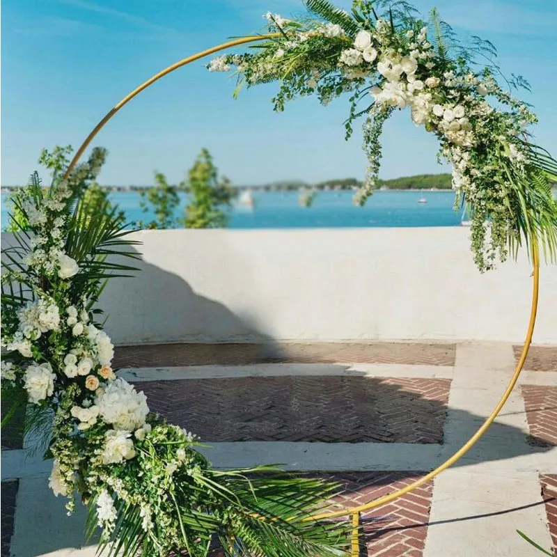 Iron Circle Wedding Birthday Arch Background Decoration Wrought Props Single Arch Flower Outdoor Lawn Mesh Screen Road Guide
