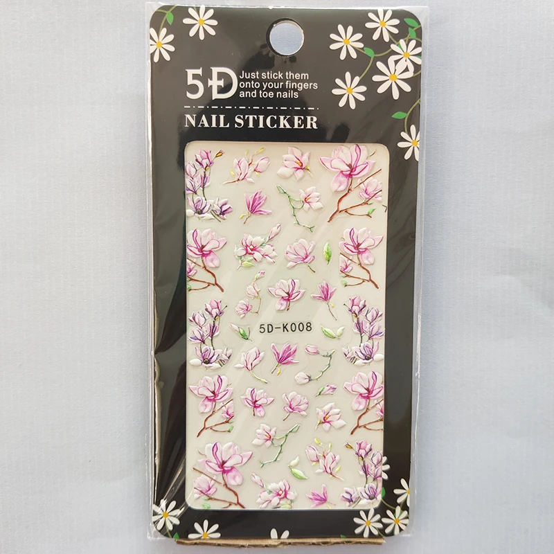 

5D наклейка для ногтей, лазер, эффект анаглифа, дизайн ногтей, фольга, цветные лепестки, цветы, растения, клейкие наклейки, наклейки, слайдер, у...