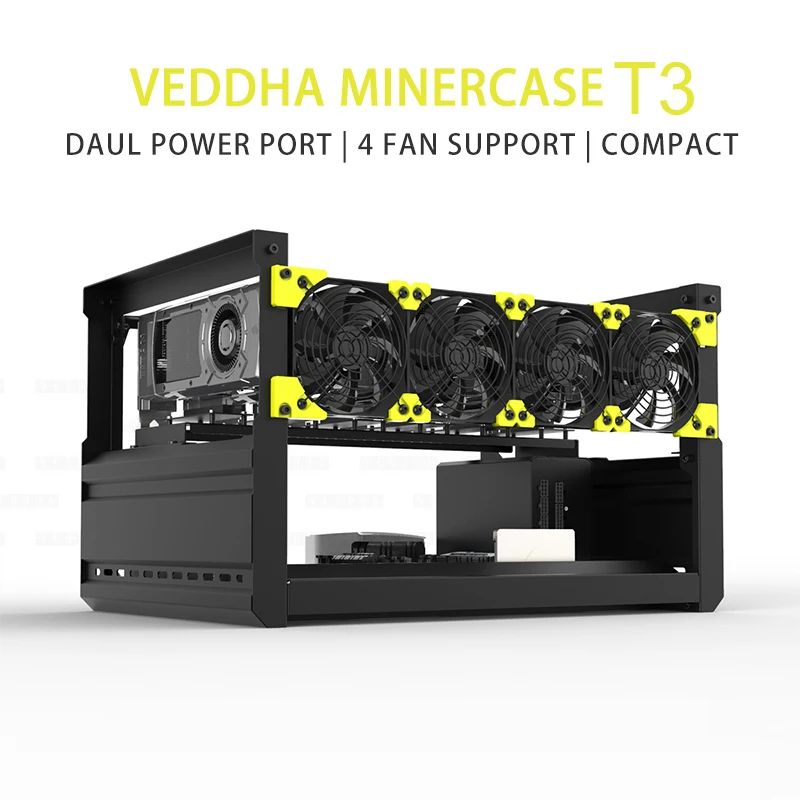 Veddha All-Aluminum Open Six Graphics Card Chassis T3 Mining Machine Mining Machine Aluminum Alloy Open-Air Box Compact