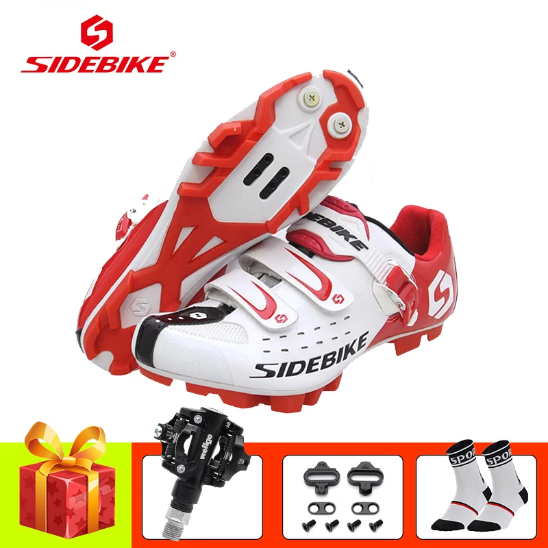 W with pedals SIDEBIKE велосипедная обувь sapatilha ciclismo mtb мужская женская обувь для горного велосипеда SPD педали самофиксирующаяся дышащая обувь для верховой езды - Цвет: W with pedals
