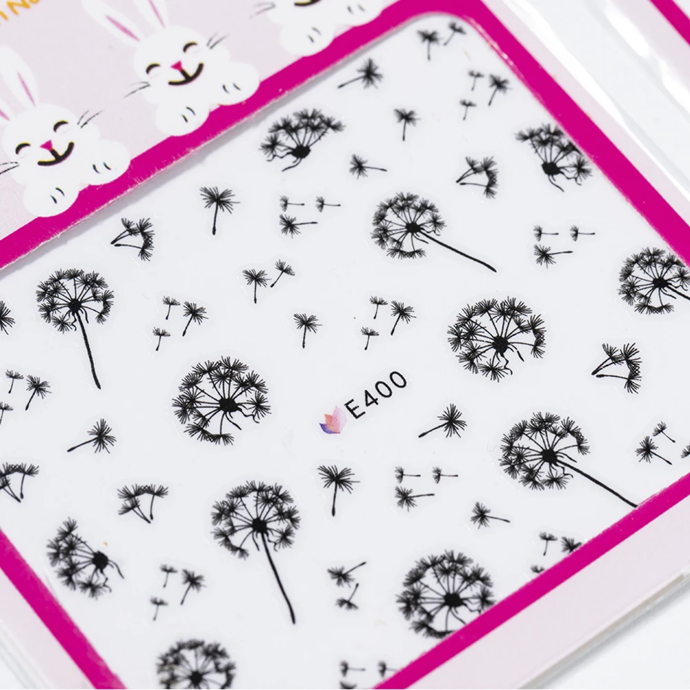 2 шт./компл. 3D ногтей Стикеры цветок одуванчика Клей Nail Art Наклейки переводятся при помощи наконечник домашнего декора De Унас Al Agua Película Para Unhas