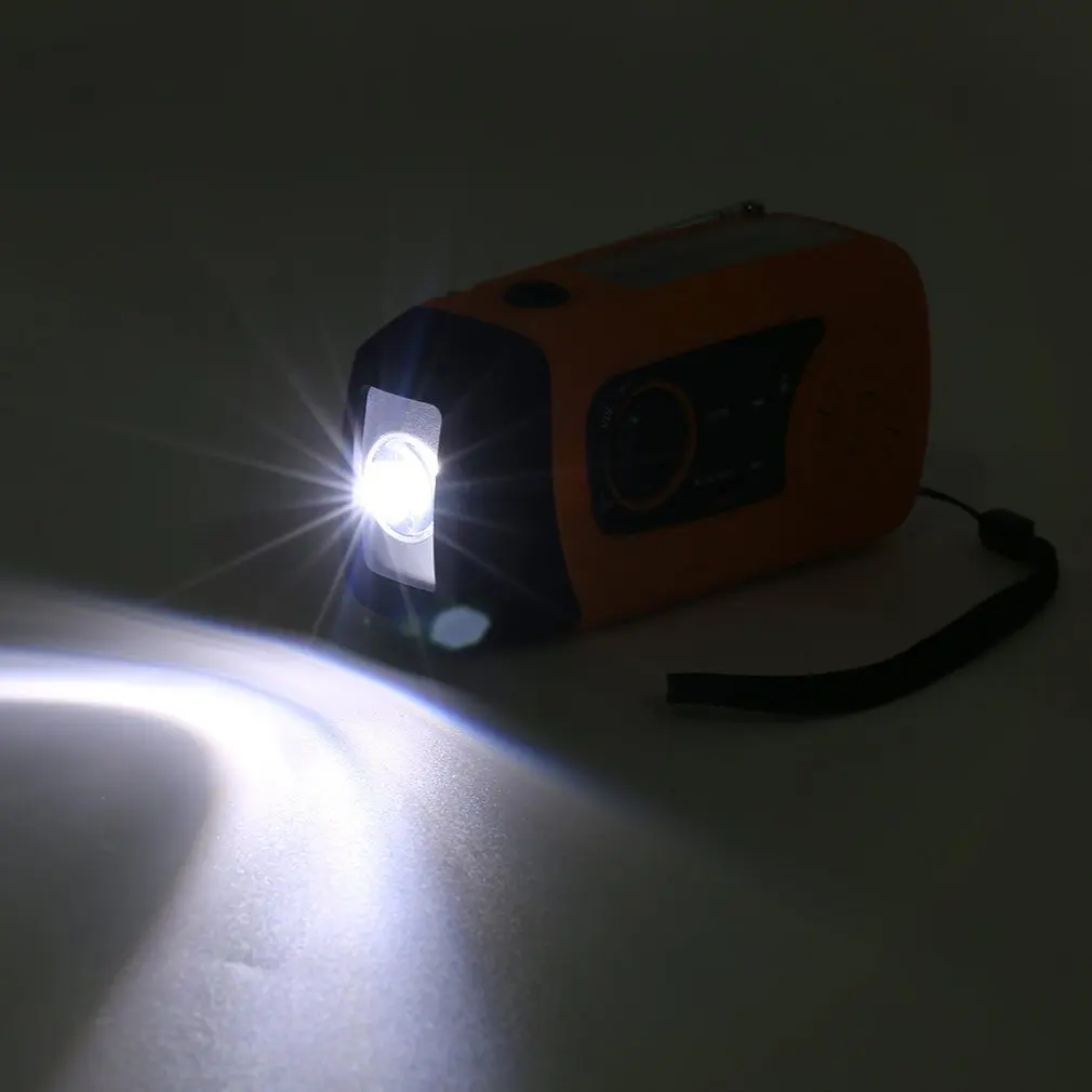 Солнечная рукоятка ручной фонарик лампа для чтения FM 87MHz до 108MHz радио и 2000mAh банк