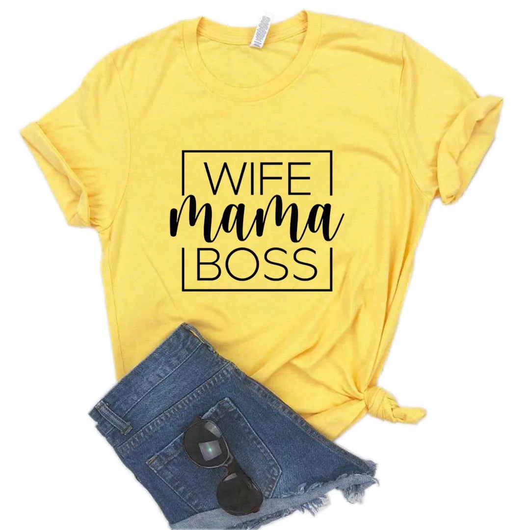 

Wife Mama Square Print Women Tshirt Cotton Casual Funny T Shirt Gift Lady Yong Girl Top Tee