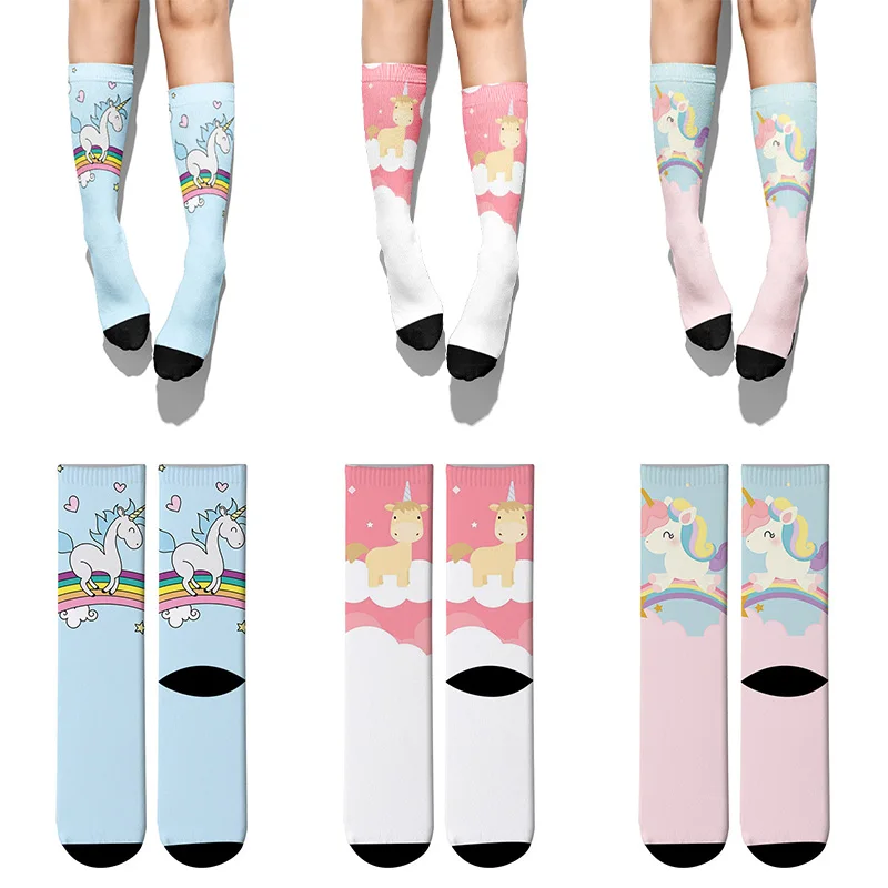 Новые милые хлопковые носки с единорогом для женщин забавные женские милыми