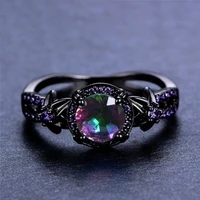 bamas mystic rainbow fire topaz flower ring purple amethyst black gold jewelry size 6 10