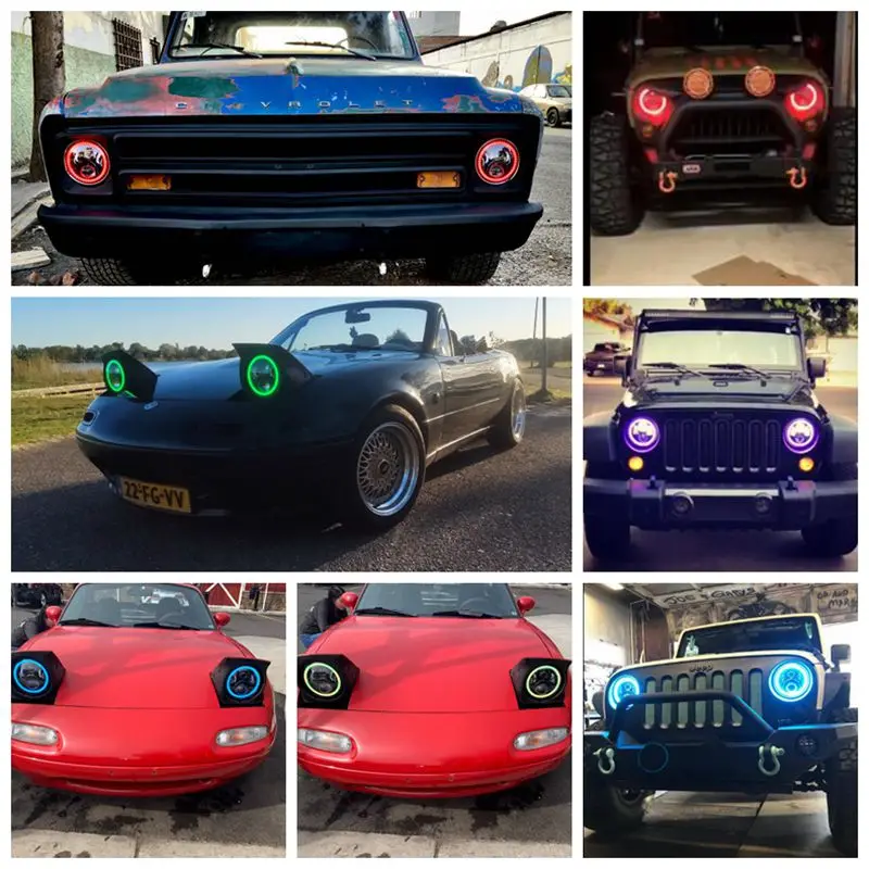 Автомобильные круглые фары диагональю 7 дюймов для Beetle 1950-1979 Вт/Bluetooth RGB DRL гало