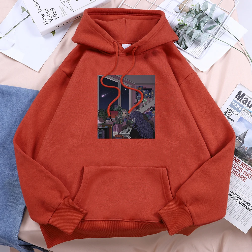 

Quiet Night Quiet Stars Printed Women Hoodie Creativity Sweats Sweatshirt Vogue Streetwear Sweatshirts Street Designer Male Top