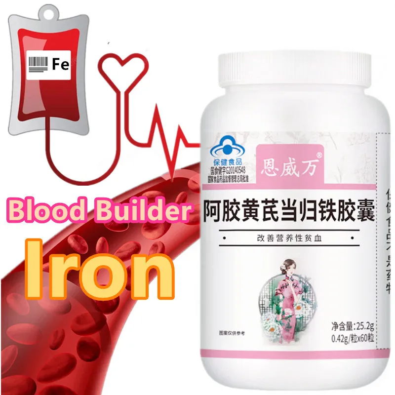 

Iron Supplements Blood Builder Anemia Support Energy and Combat Fatigue Folic Acid Gluten Free Vegan Pills for Adults and Kids