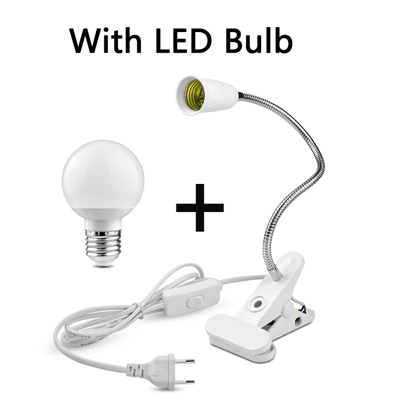 Гибкий держатель для лампы E27 в спальню настольная лампа с выключателем ВКЛ./ВЫКЛ.