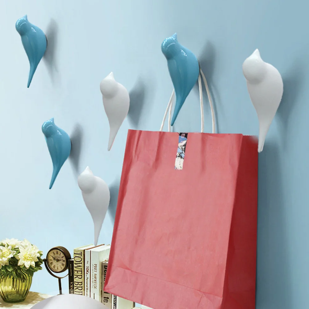 

Creative Wall Hooks Bird Decoration Resin Wood Grain Bedroom Door After The Animals 3D Coat Hook Single Hanger