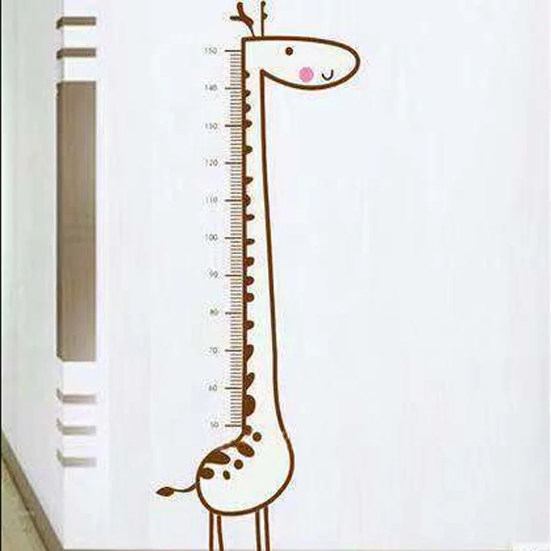 Фото Мультяшные Жирафы с измерением роста настенные наклейки фон для детской комнаты