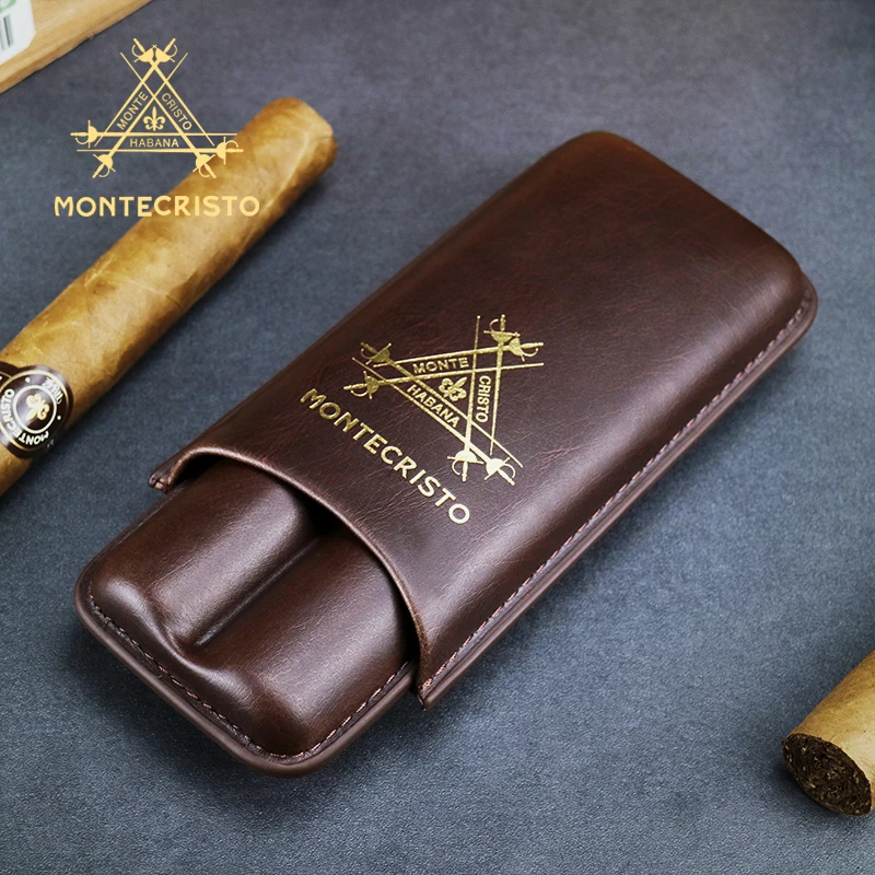 Новинка Дорожный Чехол из коровьей кожи Монтекристо с 2 сигарами сумка хьюмидор