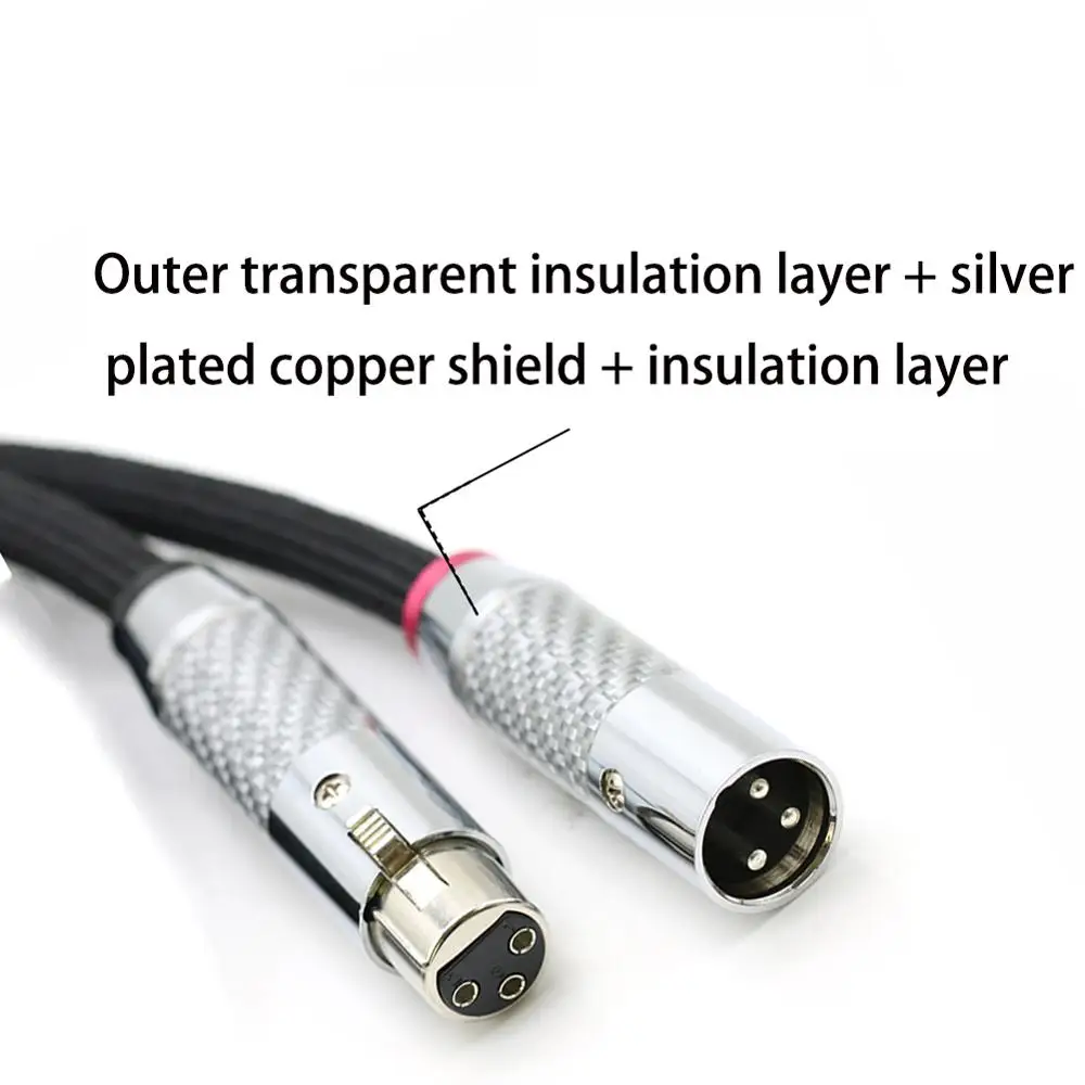 Посеребренный аудиокабель Colleimage Hifi QED XLR из углеродного волокна 3pin штепсельная