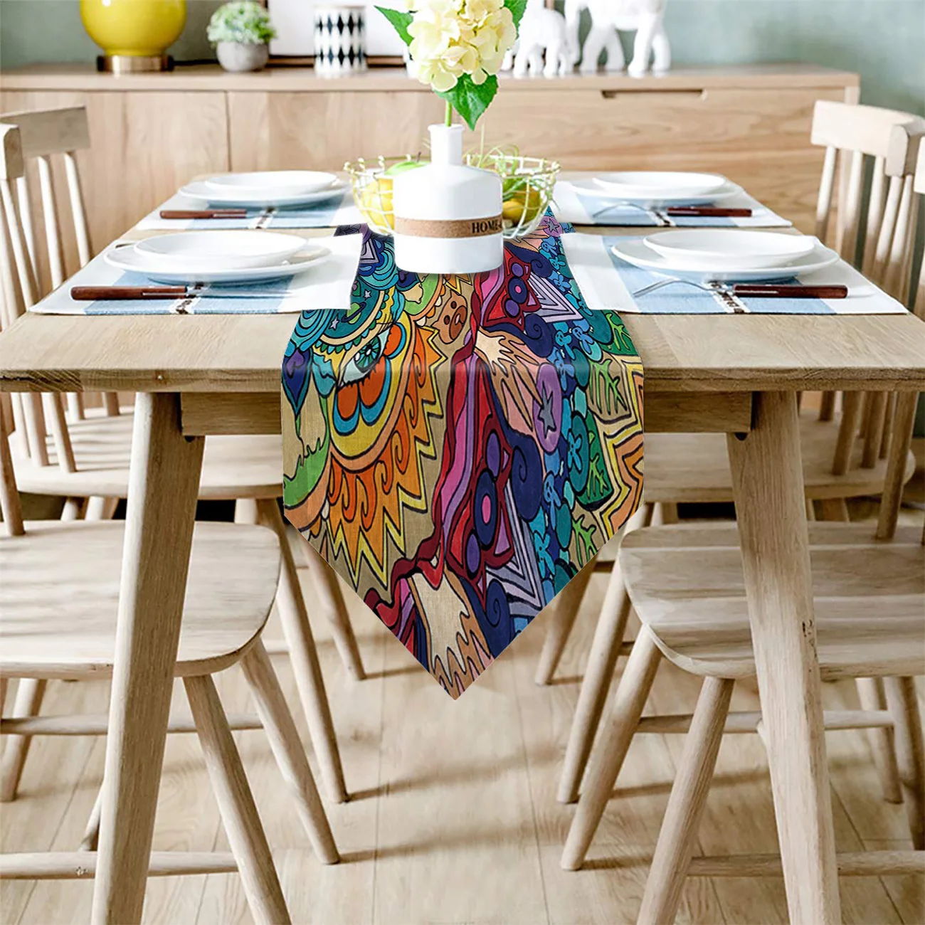 Красочные мандалы абстрактный стол бегун флаг украшения для домашней вечеринки