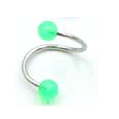 Light Green Калибр ушной хрящ Хеликс пирсинг аксессуары для украшения тела 1 пара S Форма хирургическая сталь спиральный твист прозрачный губы нос кольцо - Окраска металла: Light Green