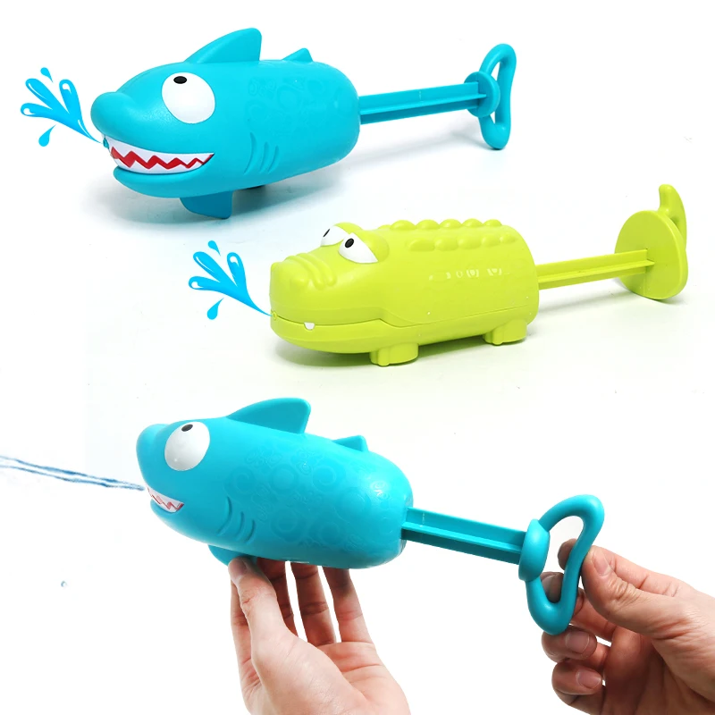 Pistolas de agua para niños, tiburón, Cocodrilo, juguetes de presión de aire, bala de agua, baño, Tortuga, juguetes de juego en el océano, regalos para niños-0