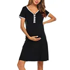 #57 Одежда для беременных с V-образным вырезом женское платье с коротким рукавом для кормления грудью ночные рубашки Одежда для беременных