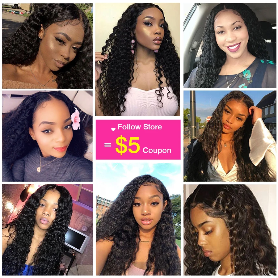 

32 34 36Inch Deep Wave Bundles With 6x6 Lace Closure 100% Human Hair Bundles Queenlife Brazilian Hair Curly Bundles With Closure