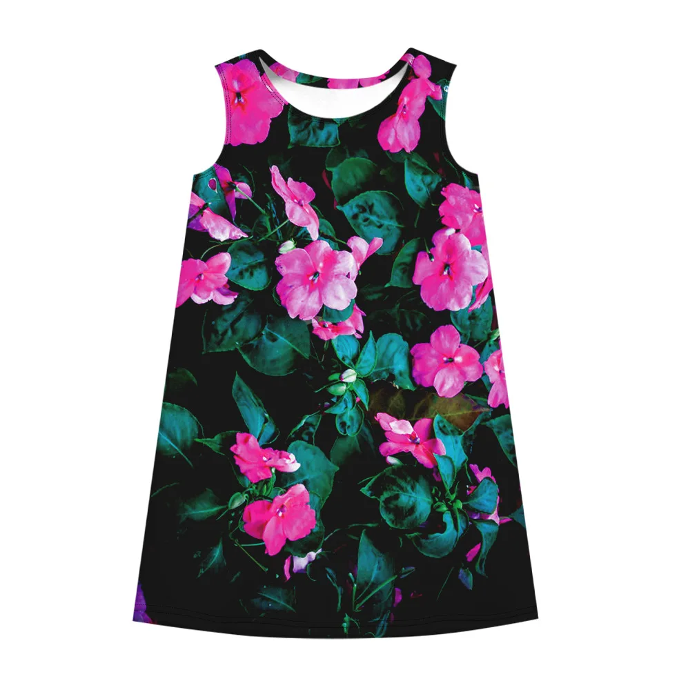 Summer Girls Dress Flower Print Sleeveless Kids Princess Dresses For Sundress Children Party 8-12 Years | Детская одежда и обувь