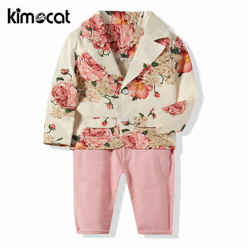 

Kimocat Infant Formal Suit+Casual Pants Suit Handsome Birthday Costume Baby Boys Wedding Clothing Sets Newborn Toddler Clothes
