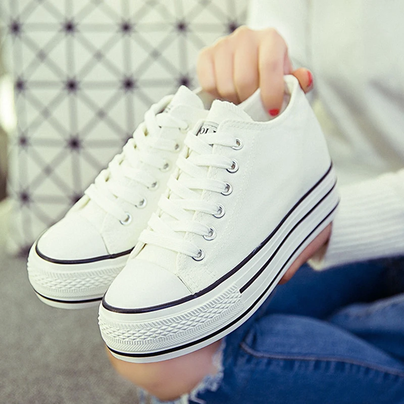 Модные кроссовки Белая парусиновая обувь Женская Вулканизированная Обувь на