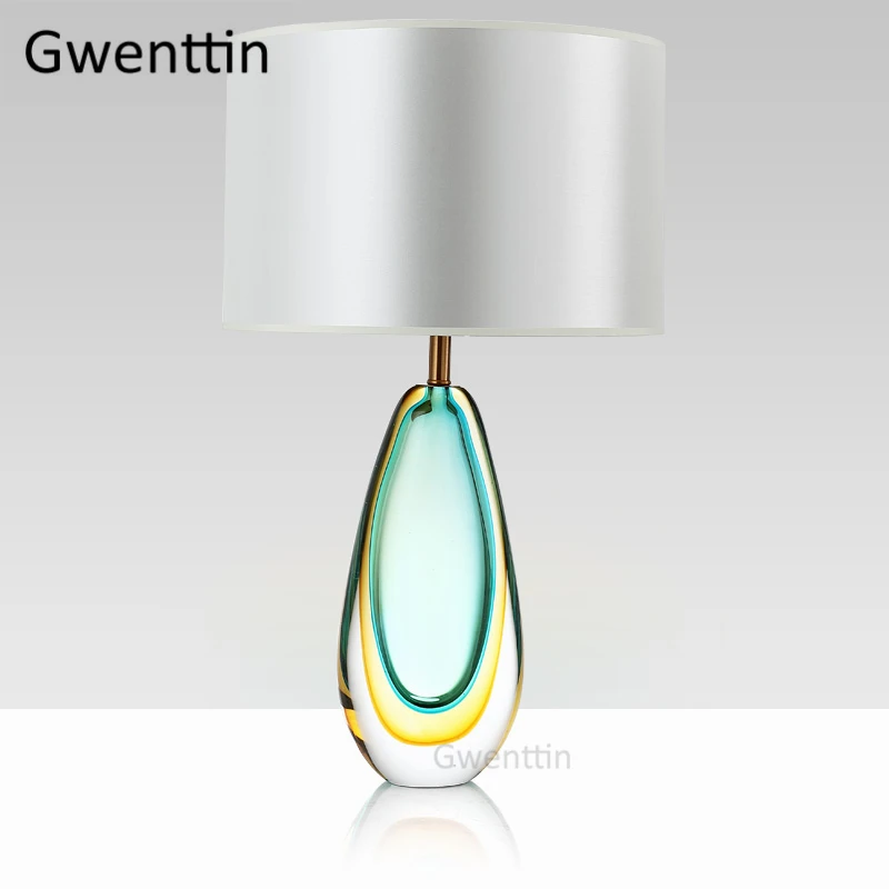 

Post Modern Luxury Stained Glass Table Lamps Led Stand Fabric Desk Lights for Living Room Bedroom Bedside Lamp Home Art Decor