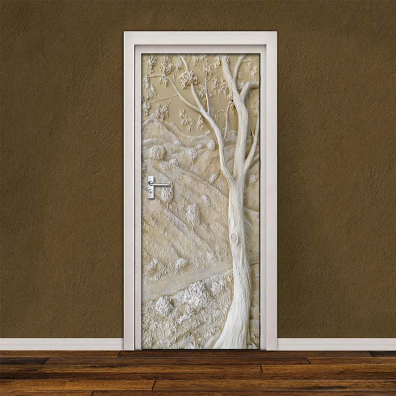 Съемные дверные наклейки европейские 3D тисненые старые деревья