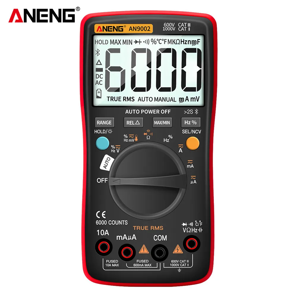 

Smart AN9002 Bluetooth Digital Multimeter Auto-Range Professional 6000 Counts MultimetroTrue RMS AC/DC Current Voltage Tester