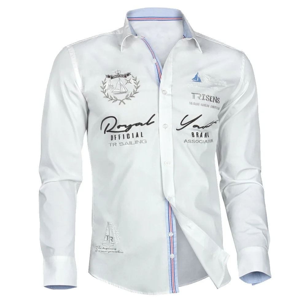 Мужская джинсовая рубашка с длинным рукавом ZOGAA повседневная классическая