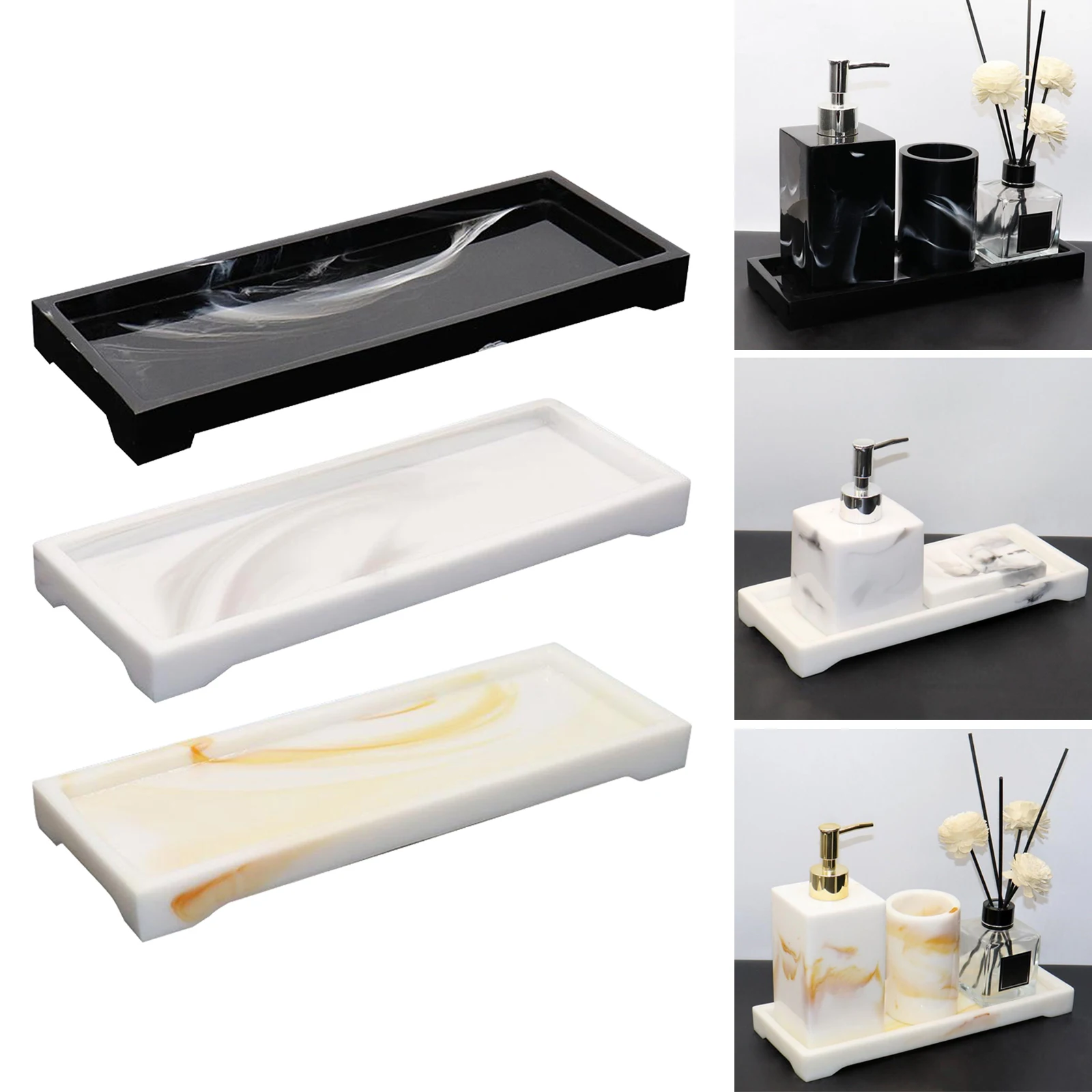 

Bathroom Toilet Tank Storage Vanity Tray Cosmetics Organizer Rectangular