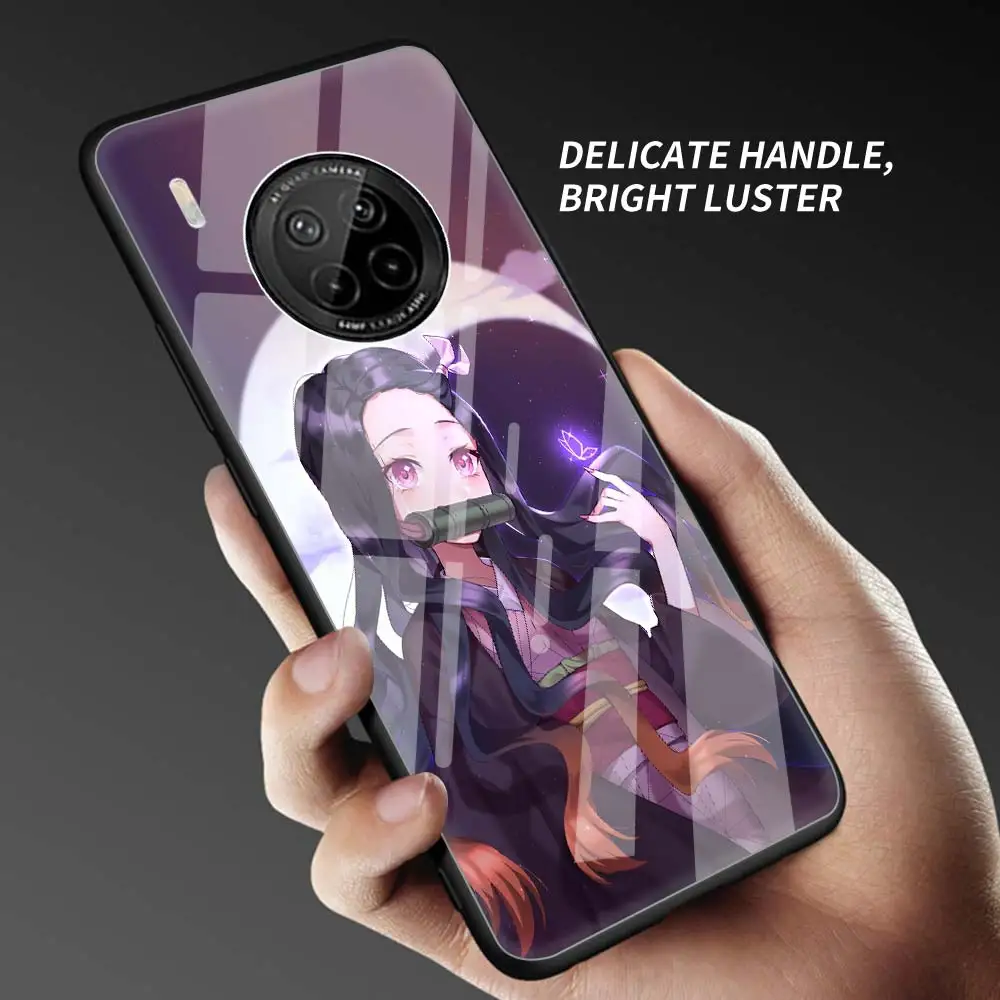 

Luxury Phone Case for Huawei Y6 Y7 Y9 2019 Y6p Y8p Y8s Y9a Y5p Tempered Glass Funda Shell Cover Demon Slayer Kamado Nezuko