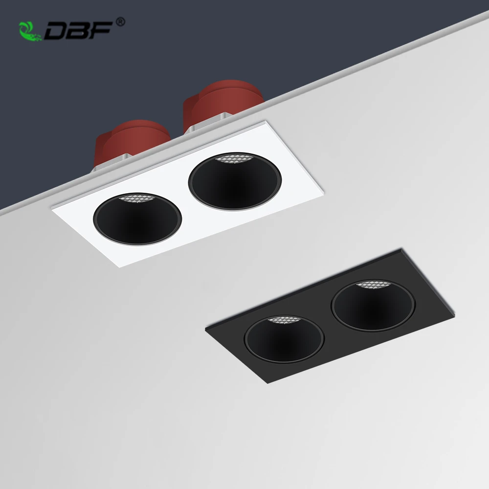 [DBF]2021 антибликовые Двойные головки квадратный вмонтированный светильник 14 Вт 24 30