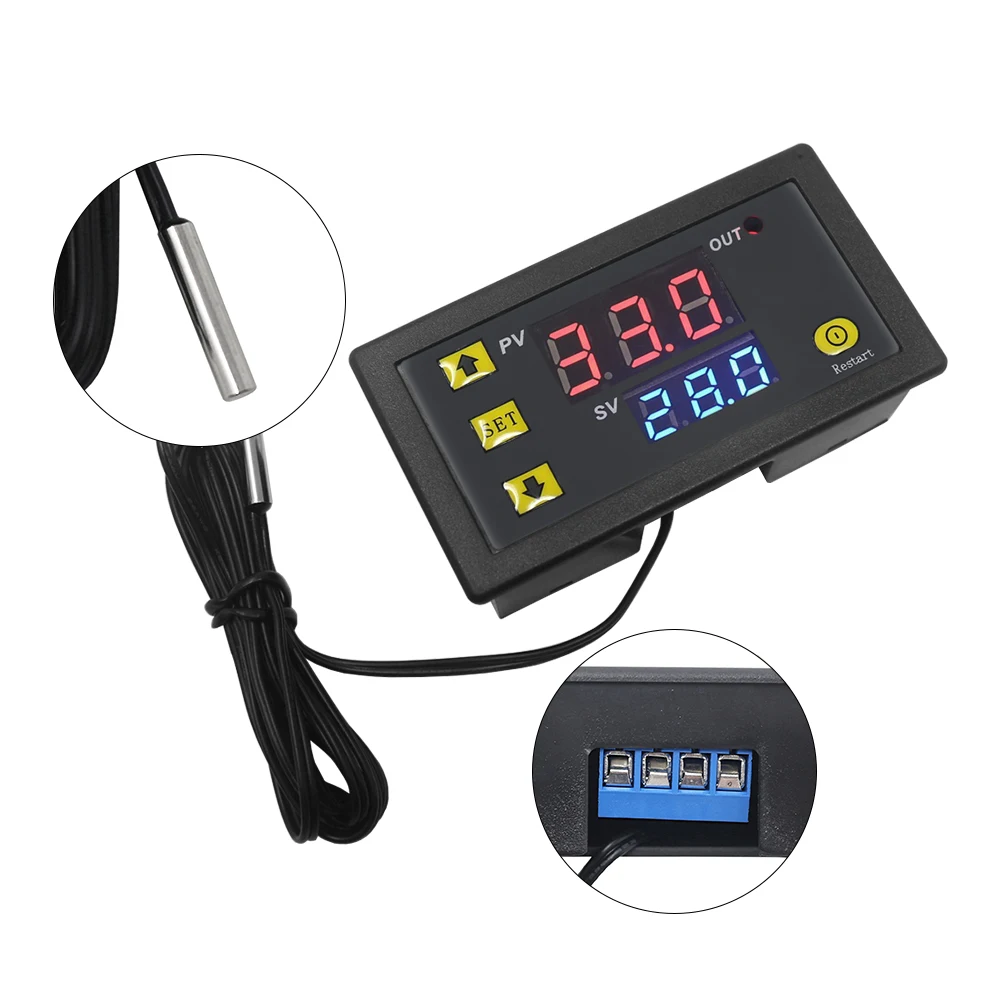 Портативный цифровой регулятор температуры W3230 12VDC/24VDC/110 220VAC светодиодный