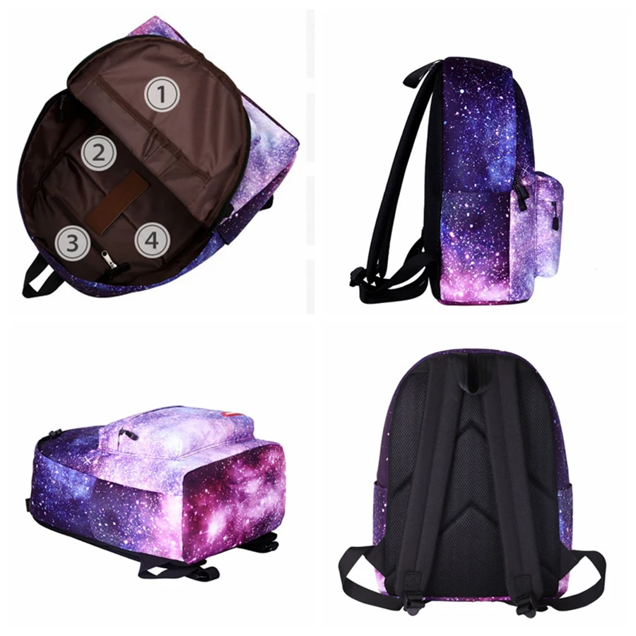 Multicolor Backpack Stylish Bookbags For Teenager Harajuku Women Star Universe Space School Bags | Unisex Backpacks