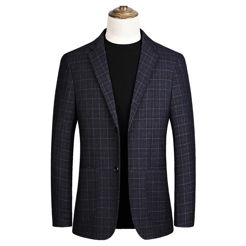 2020 новые куртки Для мужчин s блейзеры Бизнес Повседневное узкого кроя в полоску