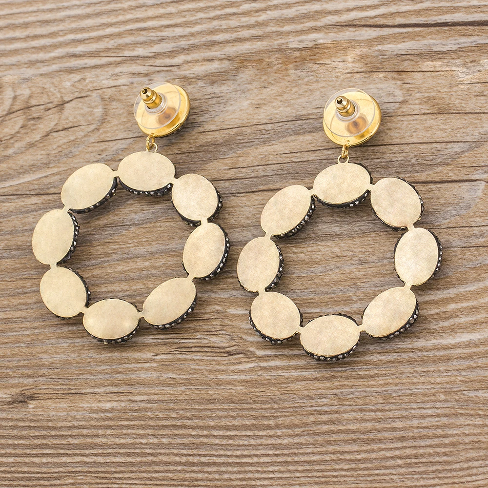 

New Arrival Fashion Petal Round Big Geometric Drop earrings For Women Girls Hanging Dangle CZ Red Earrings Modern Jewelry Gift