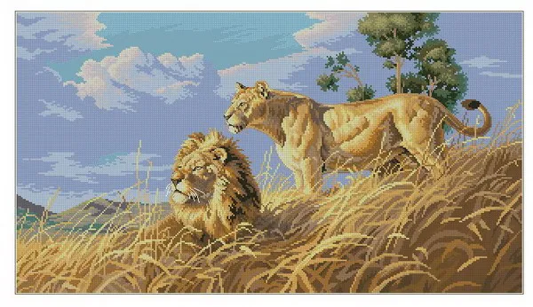 

egypt cotton Beautiful Lovely Counted Cross Stitch Kit African Lion Two Lions Mate Couple Lover Love dim 3866
