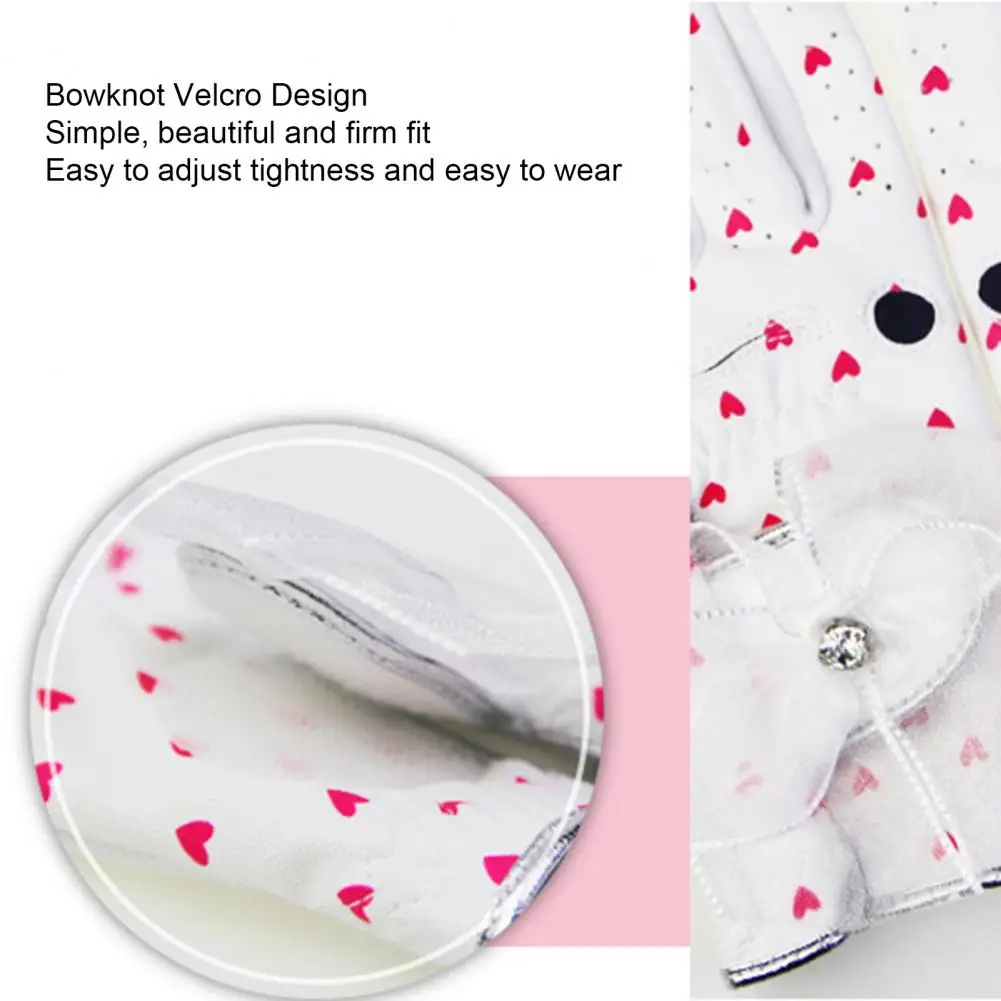 1 Pair Women Non-slip Bowknot Fingerless Heart Shaped Golf Gloves for Outdoor Sports Golf Gloves Women Sports Golf Gloves 2021