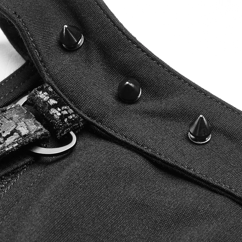 Женское асимметричное короткое платье в стиле панк рейв с заклепками|Женские