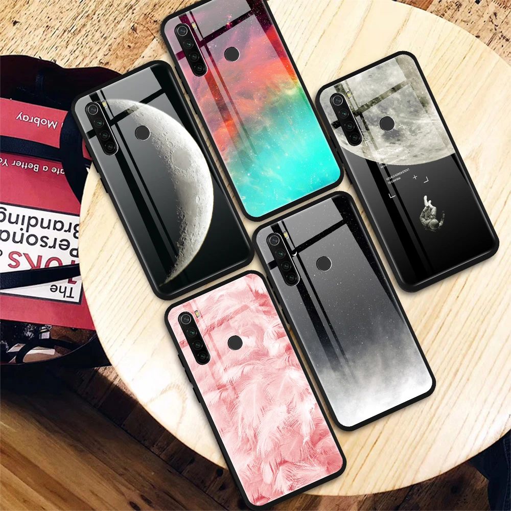 Чехол для Xiaomi Redmi Note 9 8 7 Pro 9S 8T 10 Max с изображением звездного неба закаленное стекло